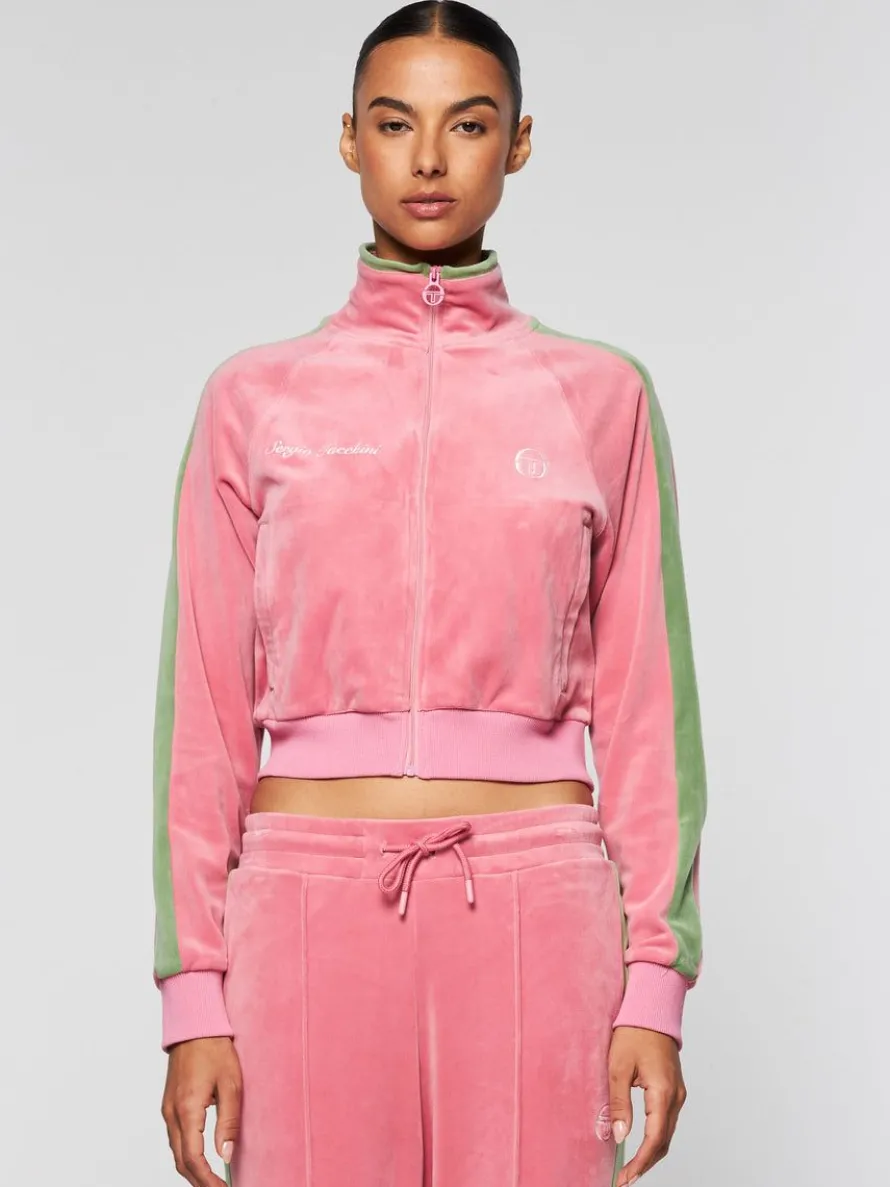 Miss Carlotta Velour Track Jacket- Wild Rose