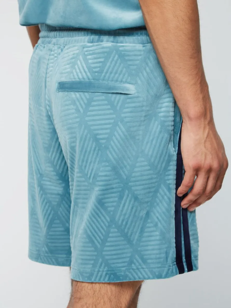 Debossed Damarindo Velour Short- Larkspur