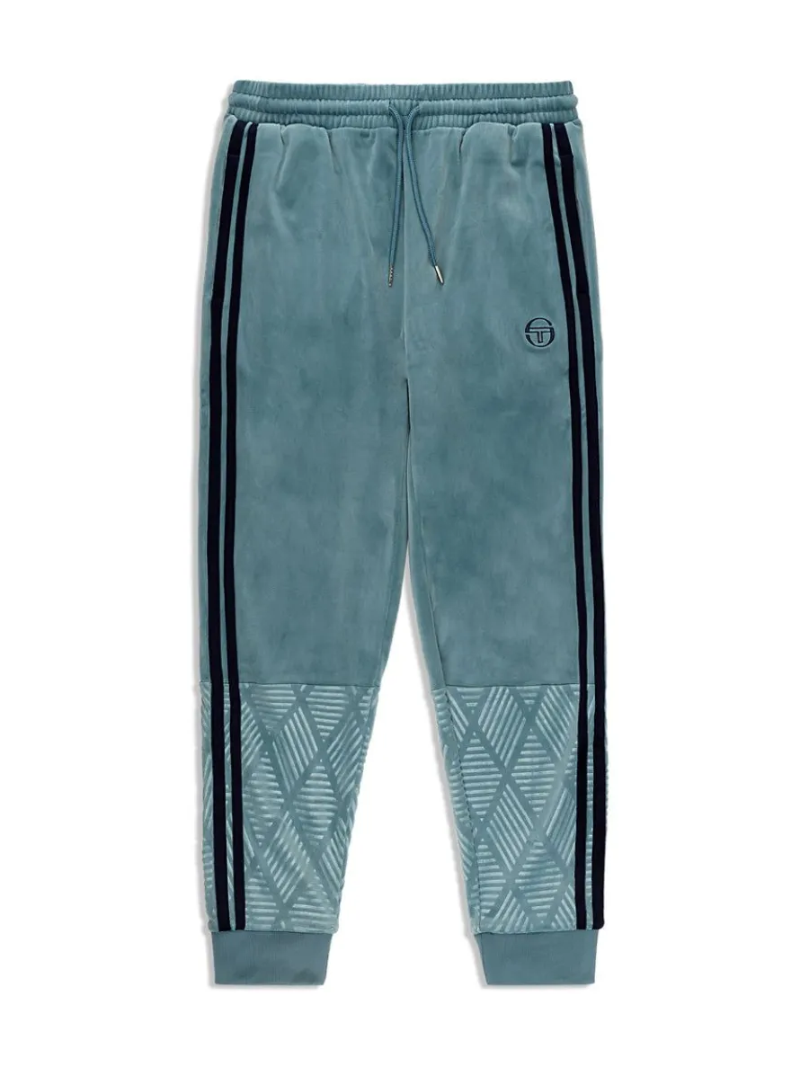 Debossed Damarindo Velour Track Pant- Larkspur