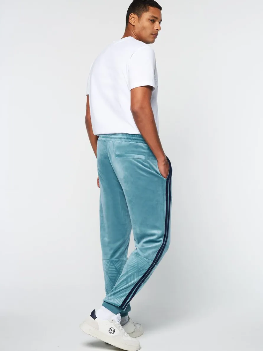 Debossed Damarindo Velour Track Pant- Larkspur