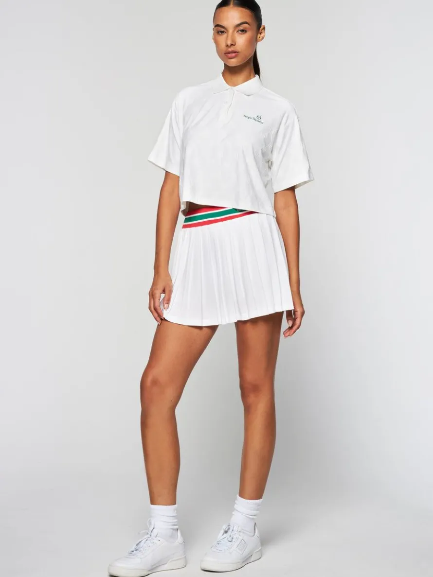 Monogram Jacquard Cropped Polo- Gardenia