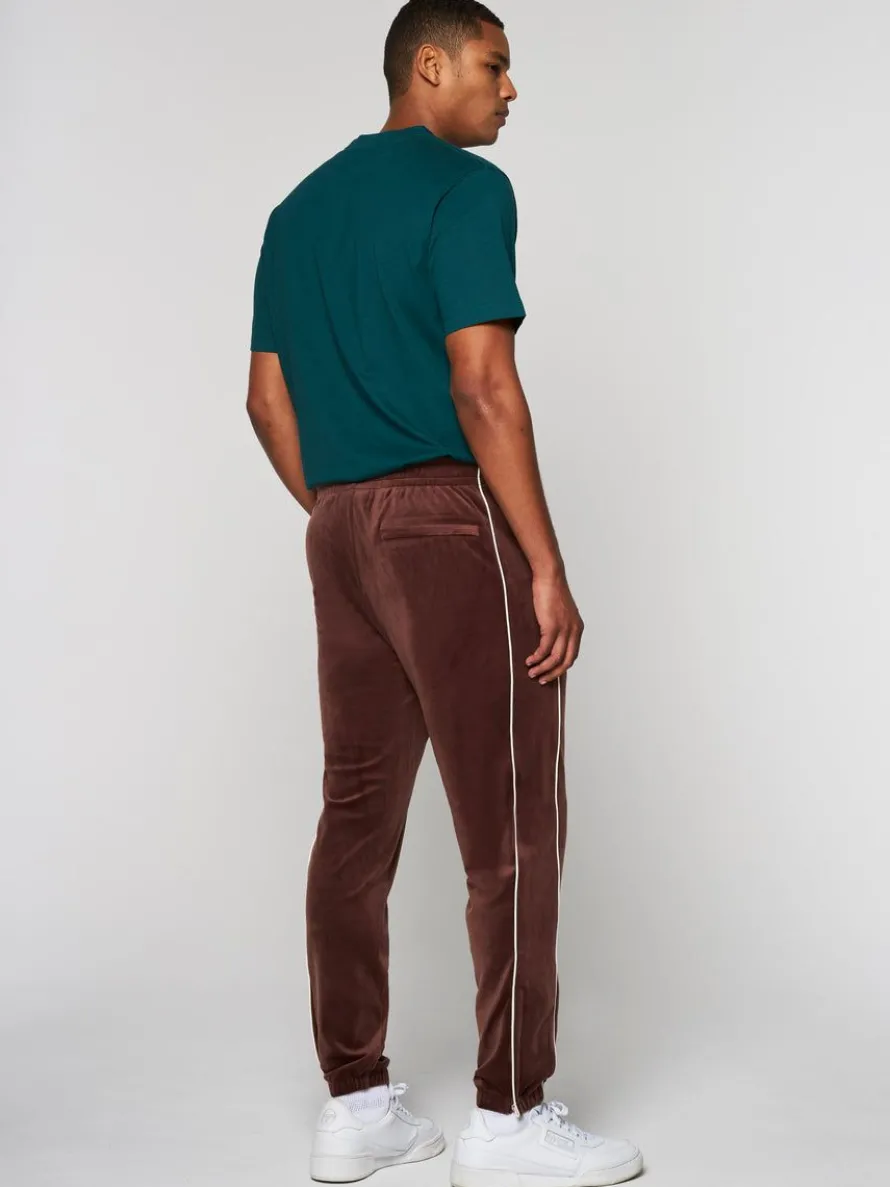 Lioni Velour Track Pant- Deep Mahogany