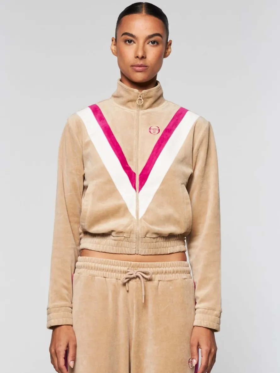 Sara Velour Track Jacket- Humus