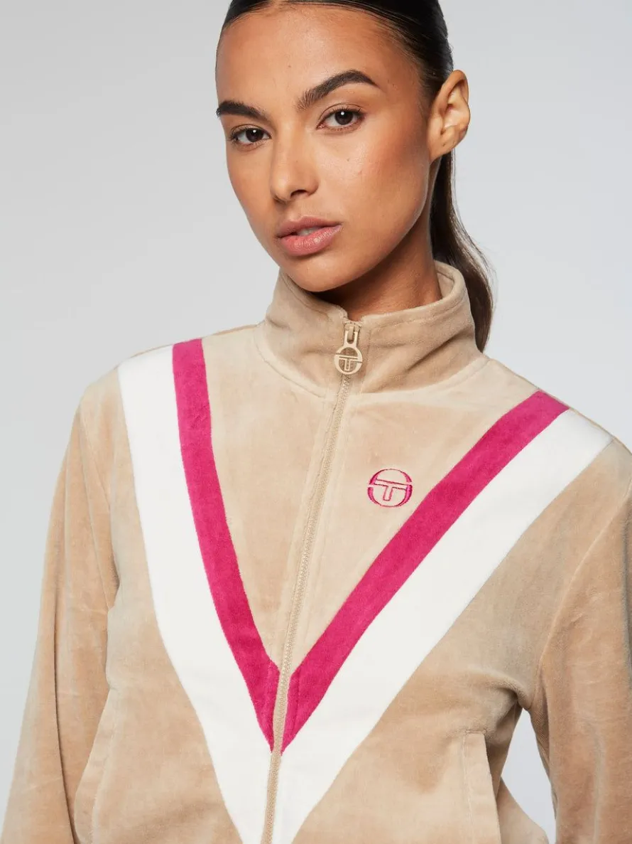 Sara Velour Track Jacket- Humus