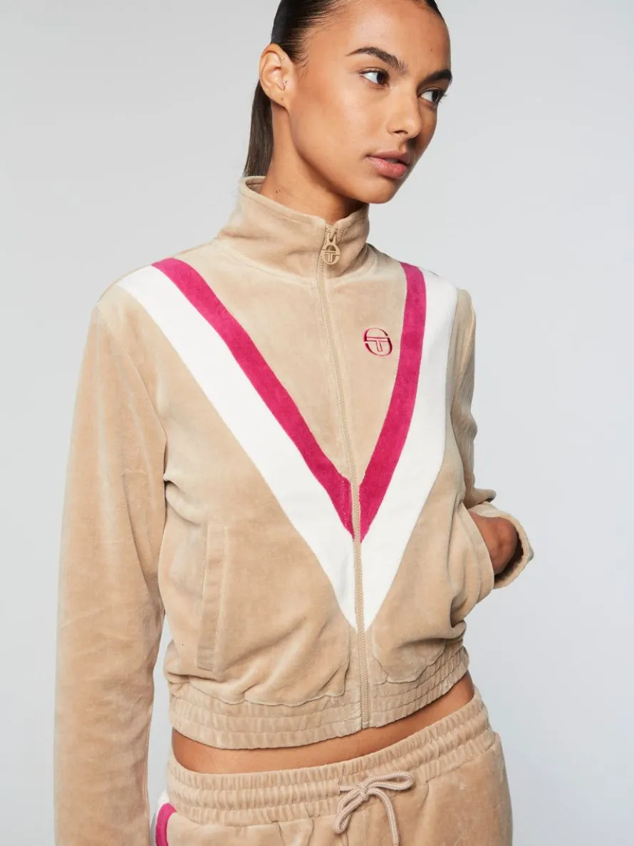 Sara Velour Track Jacket- Humus