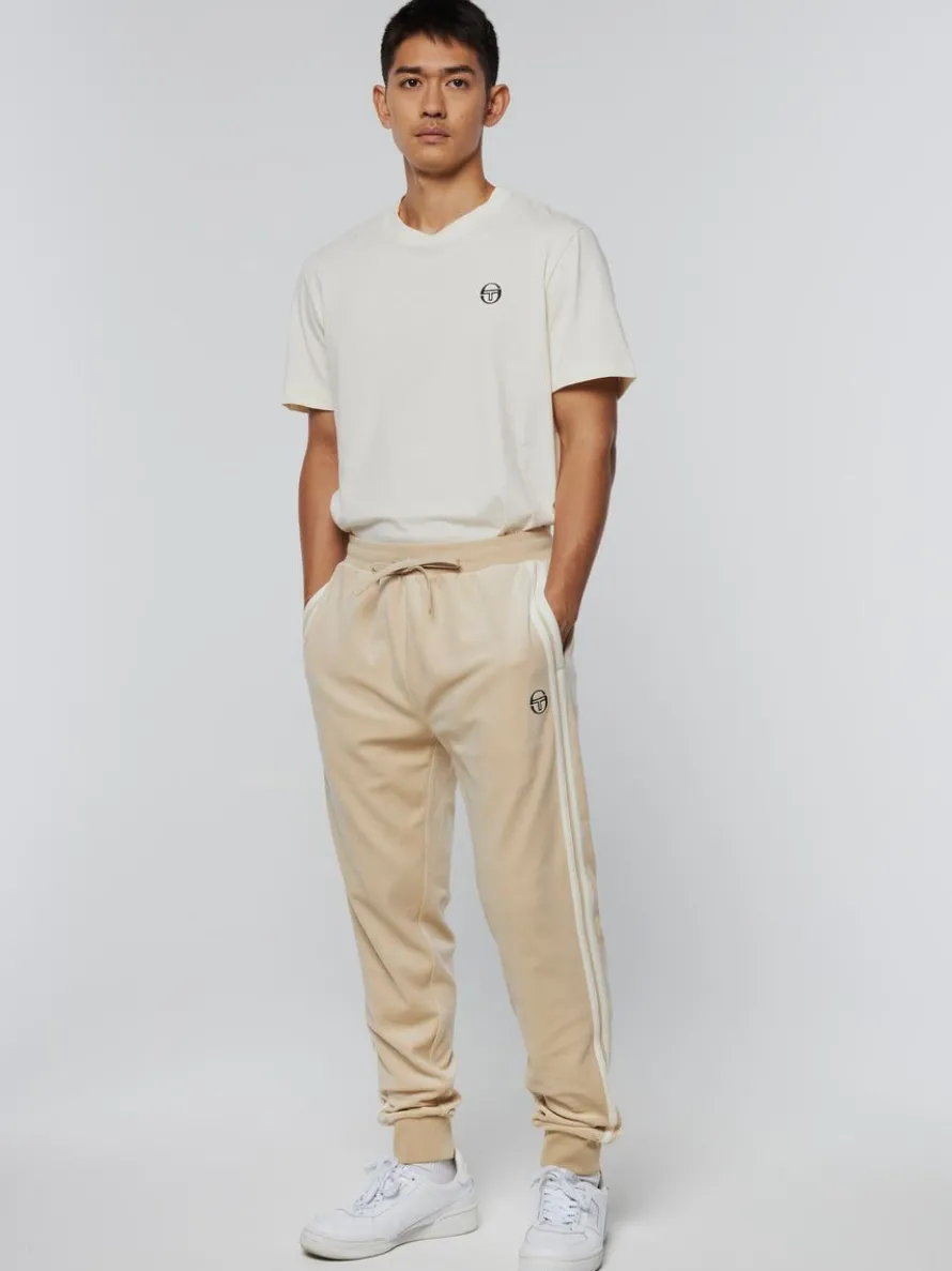 Damarindo Velour Track Pant-Cement/ Gardenia