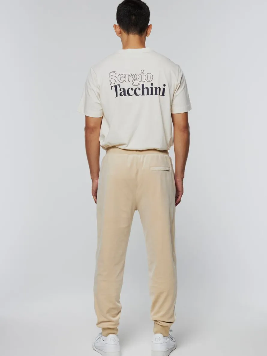 Damarindo Velour Track Pant-Cement/ Gardenia