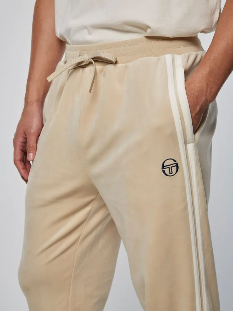 Damarindo Velour Track Pant-Cement/ Gardenia