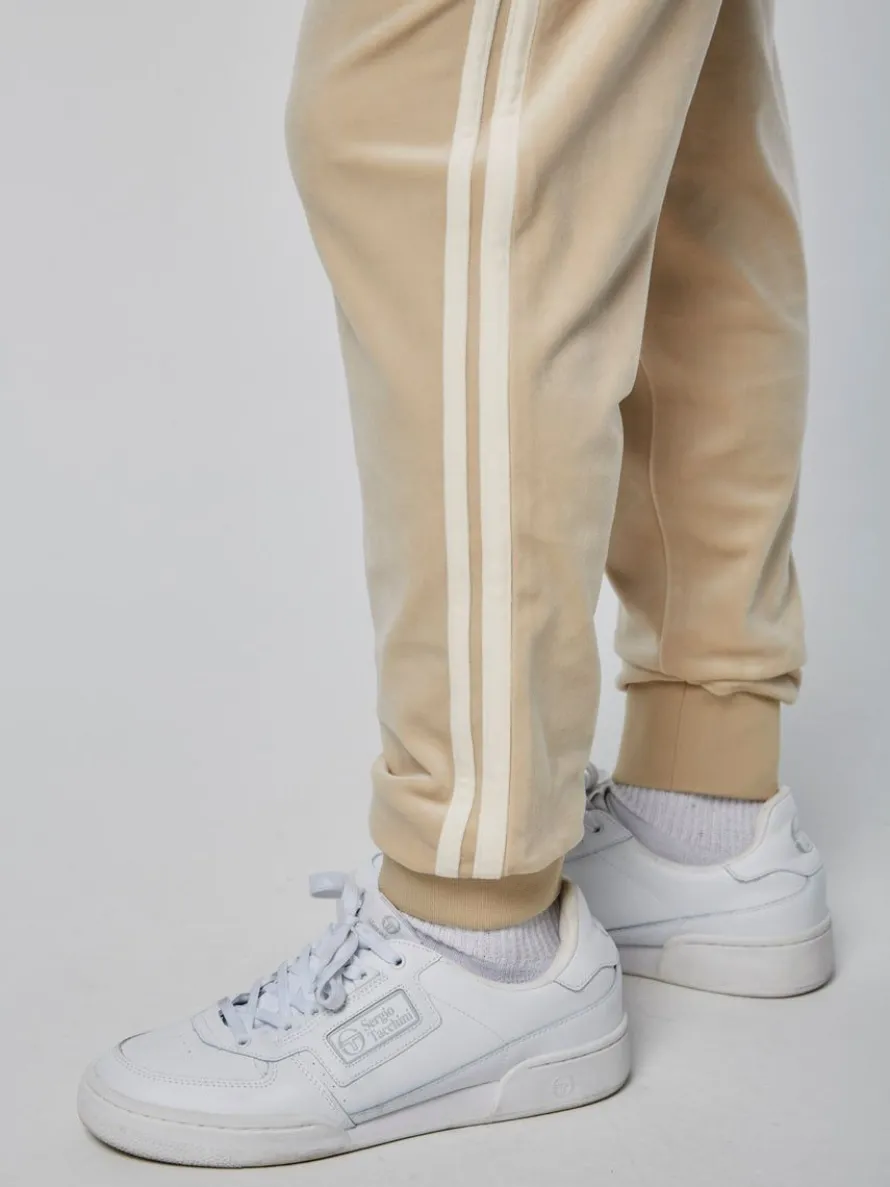 Damarindo Velour Track Pant-Cement/ Gardenia