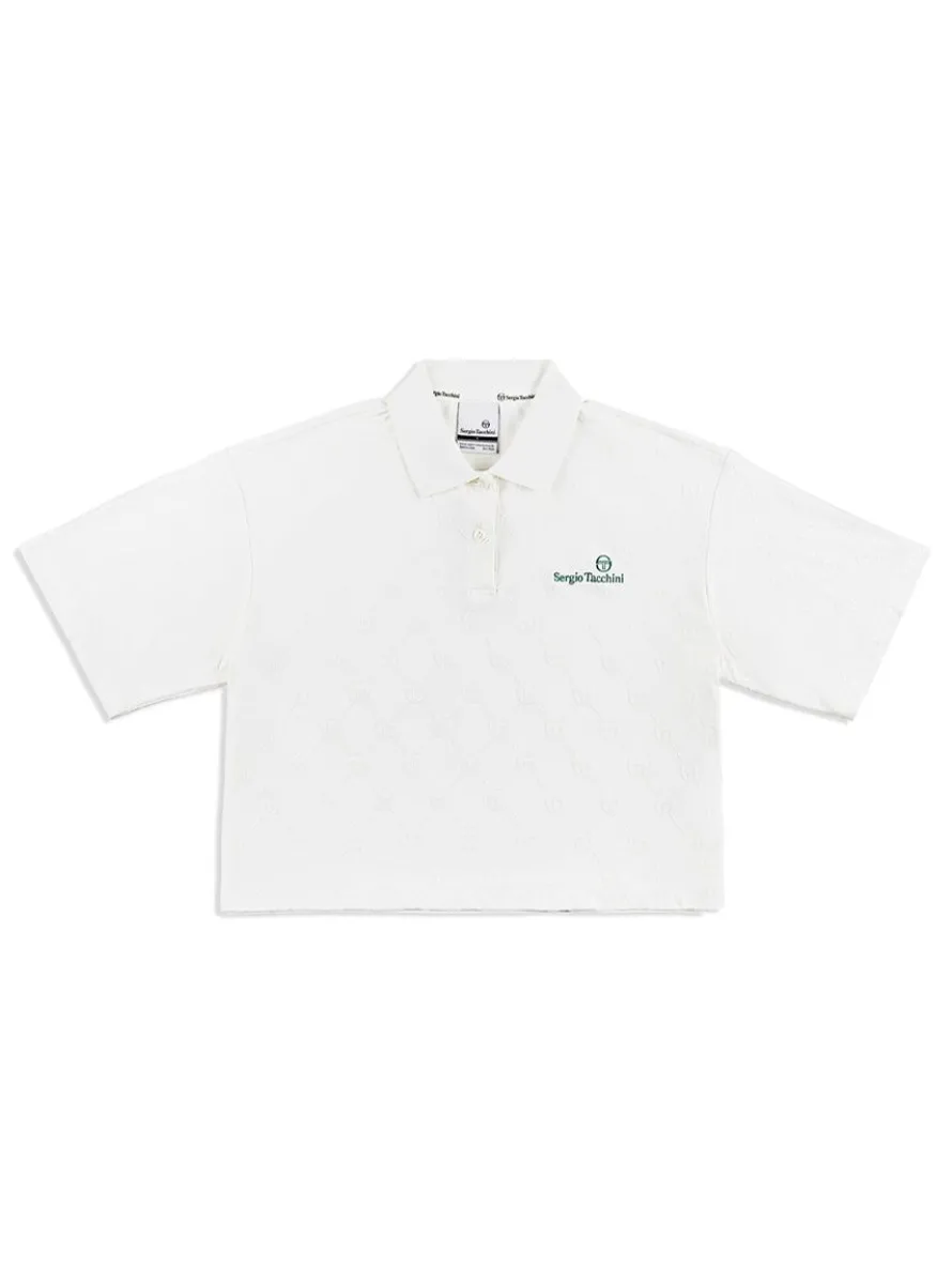 Monogram Jacquard Cropped Polo- Gardenia