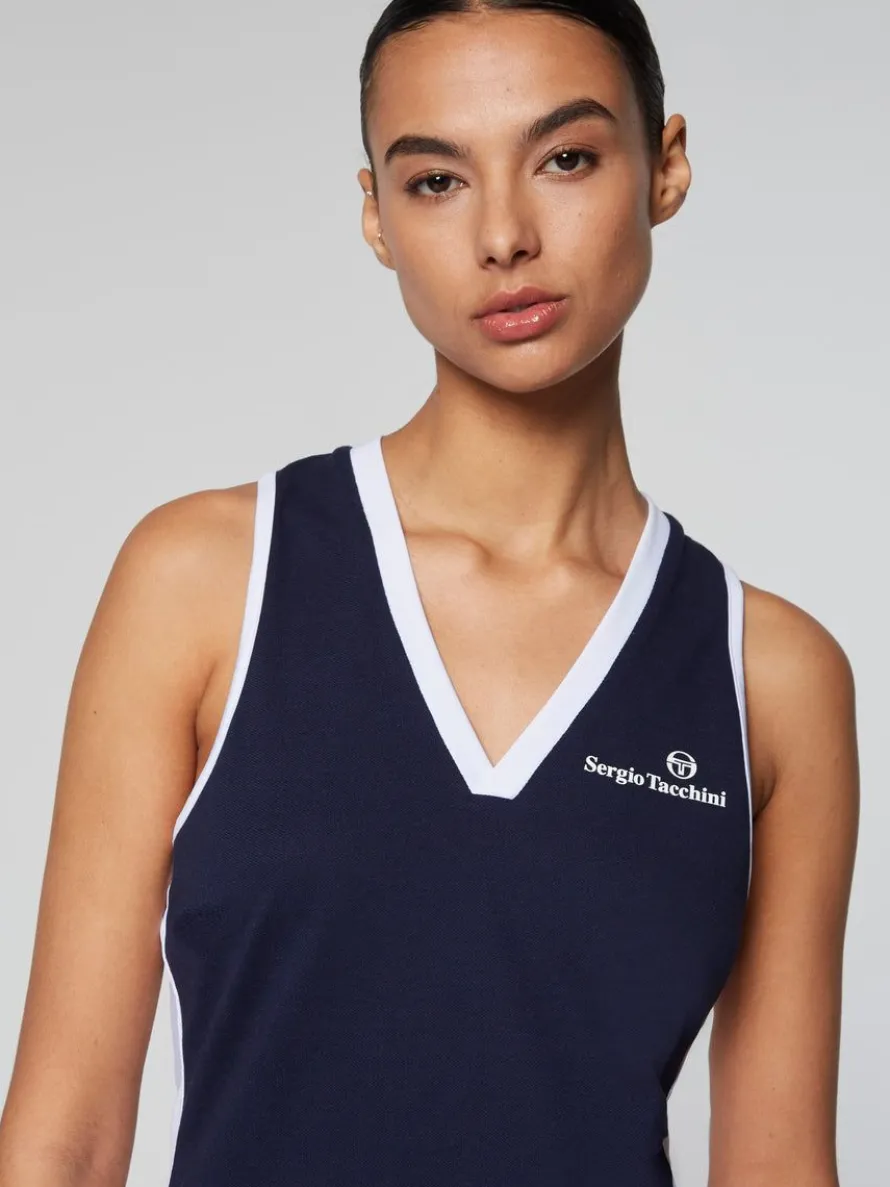 Women'S Vigentino Tennis V-Neck Tank Top- Maritime Blue