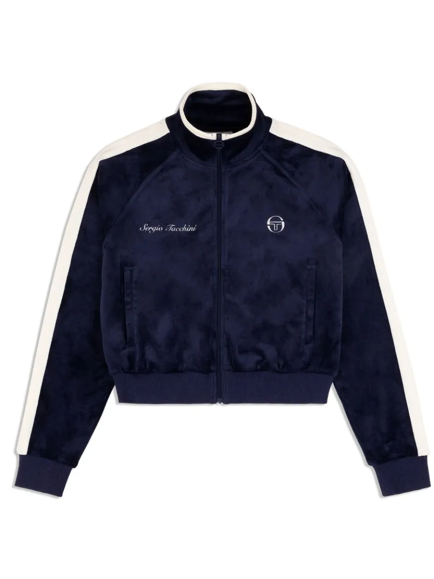 Miss Carlotta Velour Track Jacket- Maritime Blue