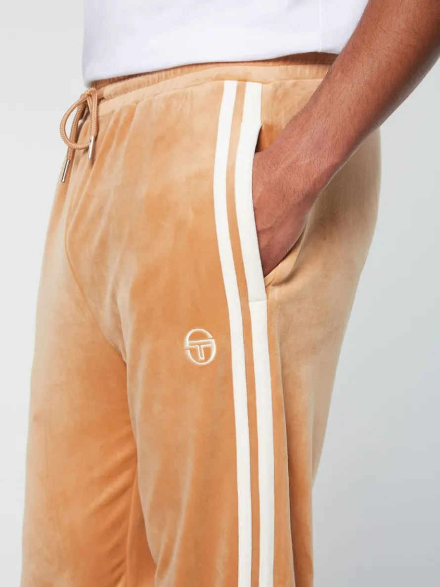 Debossed Damarindo Velour Track Pant- Meerkat