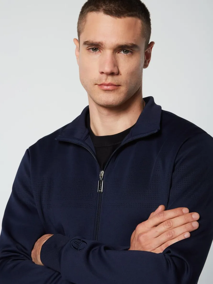 Perforata Track Jacket-Maritime Blue