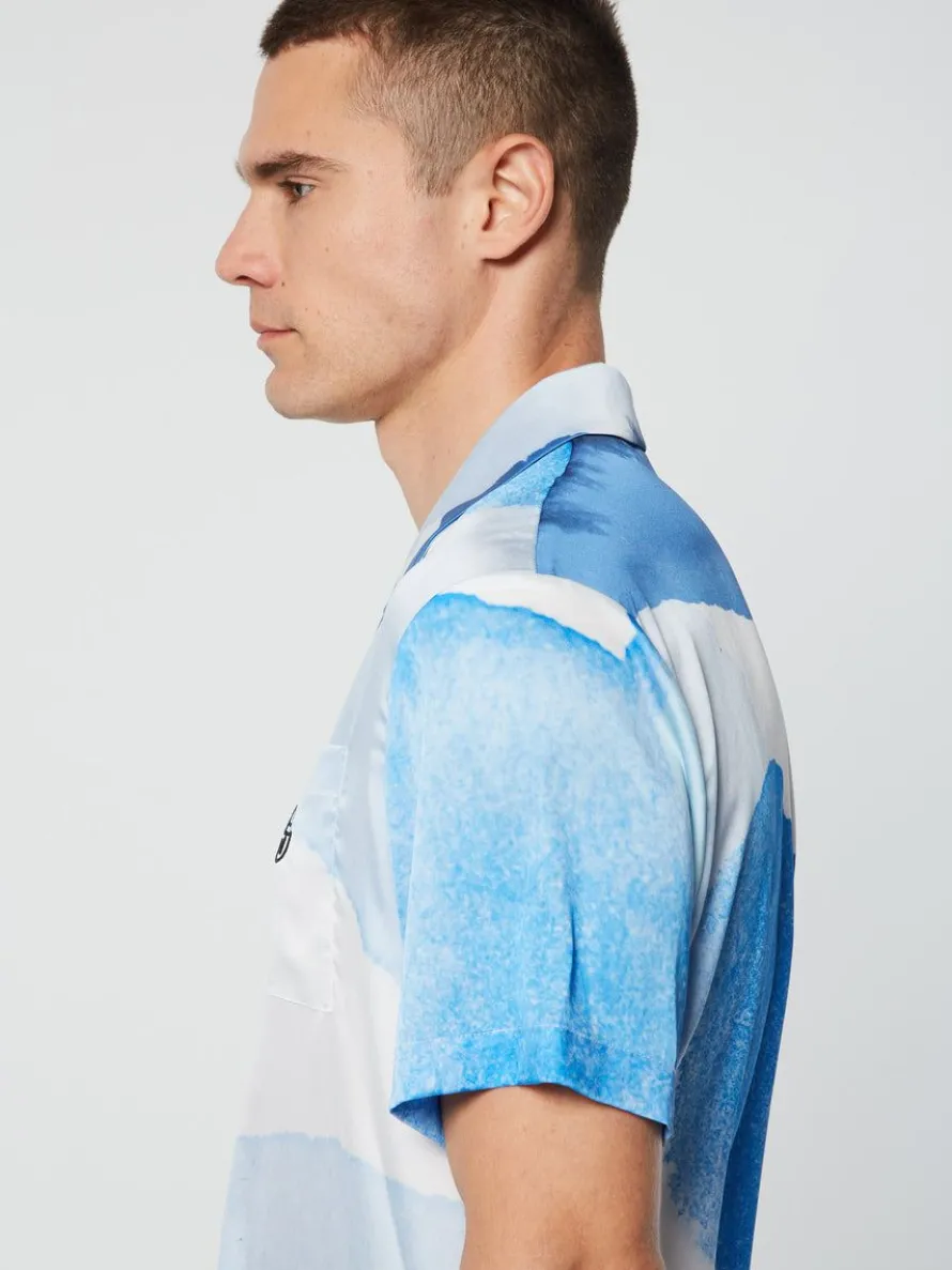 Spiaggia Cabana Shirt- Maritime Blue/ Multi