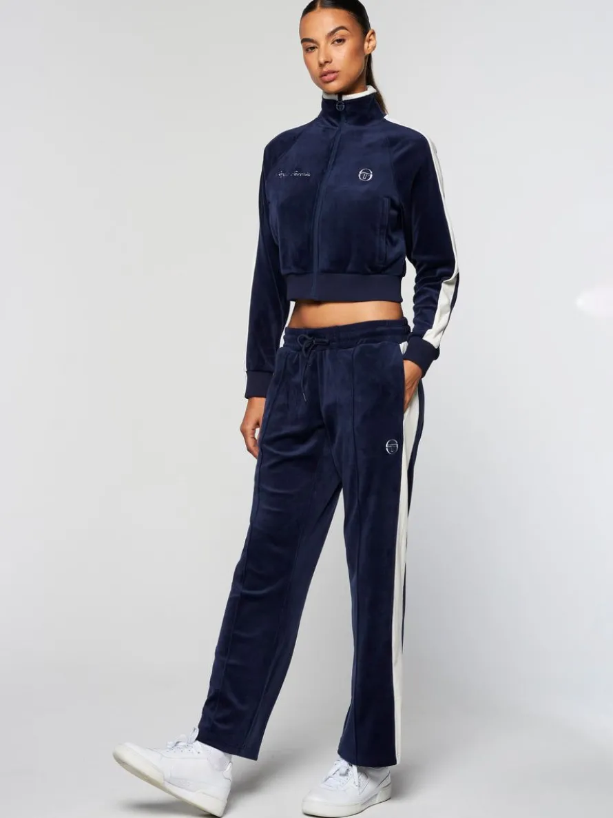 Miss Carlotta Velour Track Pant- Maritime Blue