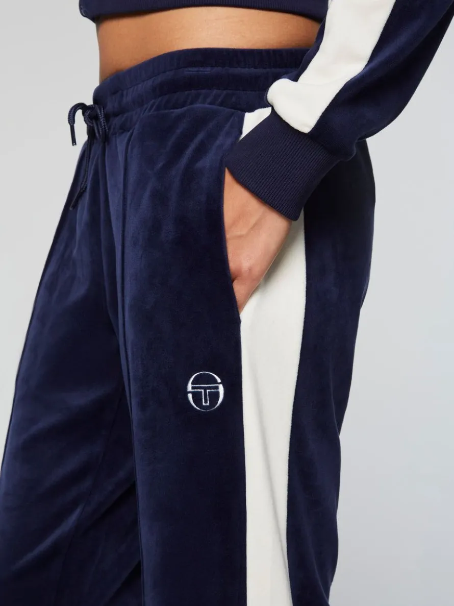 Miss Carlotta Velour Track Pant- Maritime Blue