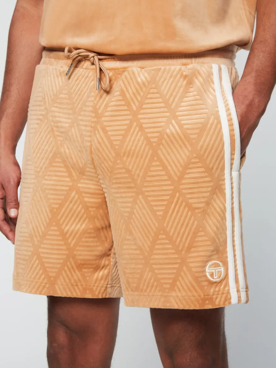 Debossed Damarindo Velour Short- Meerkat