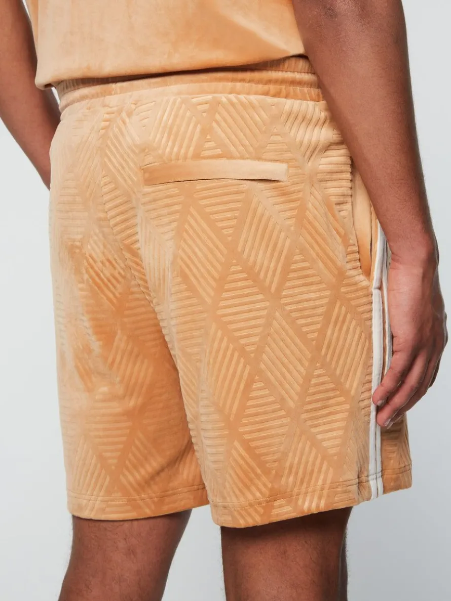 Debossed Damarindo Velour Short- Meerkat